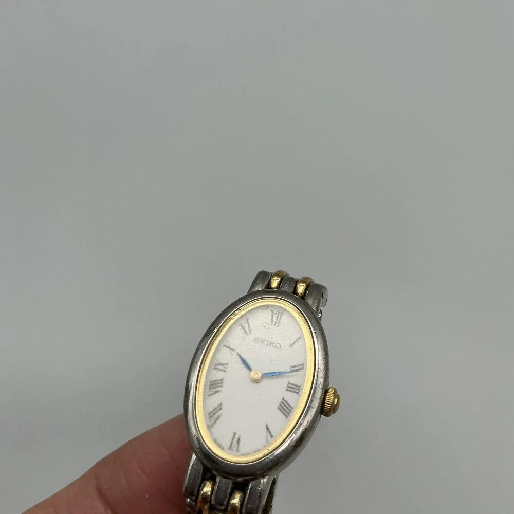 Vintage Seiko Womens Watch 17mm Two Tone Bracelet V400-1029 New Battery 7